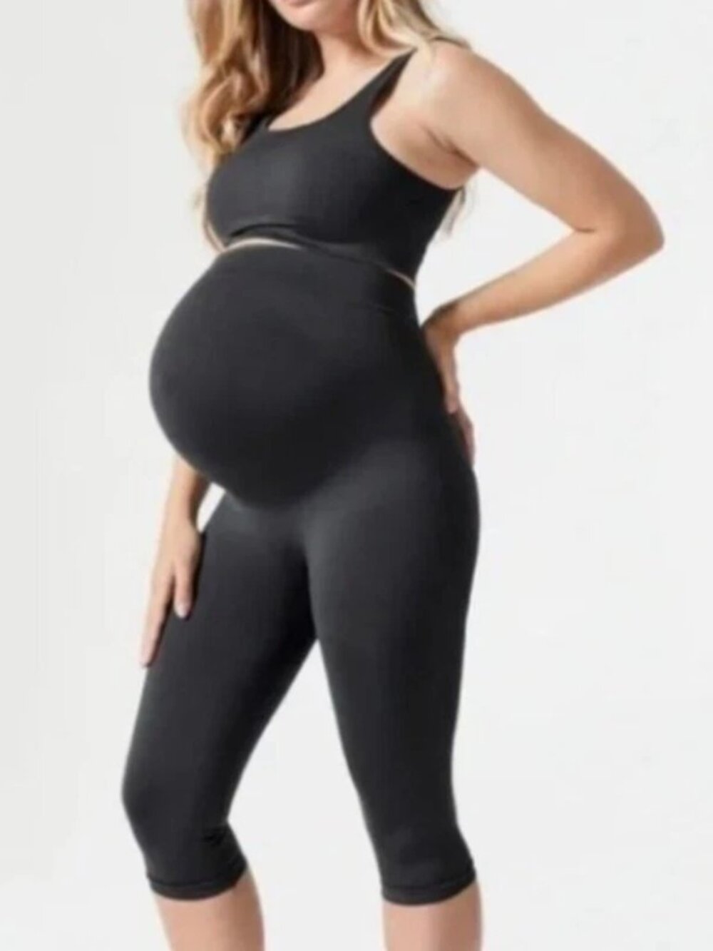 Blanqi Everyday Maternity Crop Leggings in Deepest Black XL